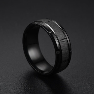 Inel Bărbătesc din Inox chirurgical 316L — Negru - Img 2