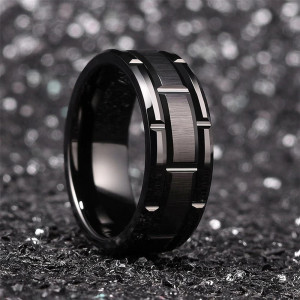 Inel Bărbătesc din Inox chirurgical 316L — Negru - Img 4