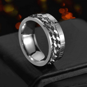 Inel Masculin din Inox chirurgical 316L — Argintiu - Img 4