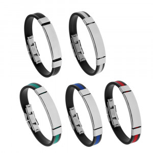 Men's stainless steel and silicone bracelet 4353