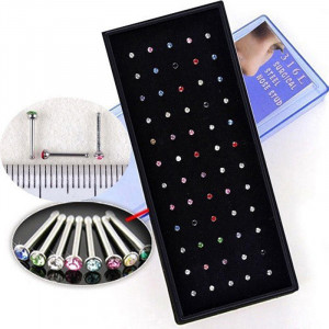Piercing Damă din Inox chirurgical 316L — Alb cu cristal - Img 2