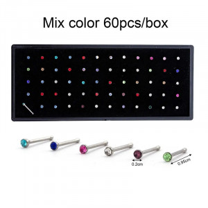 Piercing Damă din Inox chirurgical 316L — Alb cu cristal - Img 2