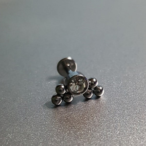 Piercing Damă din Inox chirurgical 316L — Argintiu cu cristal - Img 2