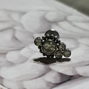 Piercing Damă din Inox chirurgical 316L — Argintiu cu cristal - Img 3