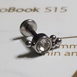 Piercing Damă din Inox chirurgical 316L — Argintiu cu cristal - Img 6
