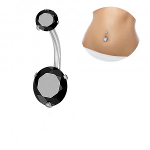 Piercing Damă din Inox chirurgical 316L — Negru cu stras