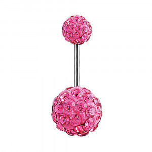 Piercing Damă din Inox chirurgical 316L — Roz cu stras