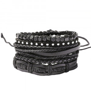 Set of 5 natural leather bracelets SIC MODA 4352 - Img 1