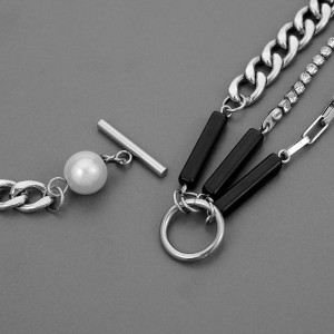Titanium necklace with pearls Sic Moda 5368 - Img 5