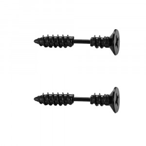 Cercei Bărbătesc din Inox chirurgical 316L — Negru - Img 2
