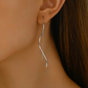 Cercei Damă din Inox chirurgical 316L — Argintiu - Img 4