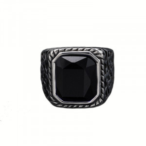 Inel Bărbătesc din Inox chirurgical 316L — Argintiu cu cristal