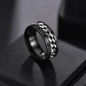 Inel Bărbătesc din Inox chirurgical 316L — Negru - Img 5