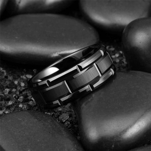 Inel Bărbătesc din Inox chirurgical 316L — Negru - Img 5