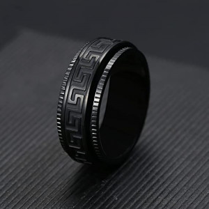 Inel Bărbătesc din Inox chirurgical 316L — Negru - Img 3