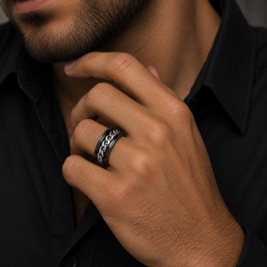 Inel Bărbătesc din Inox chirurgical 316L — Negru