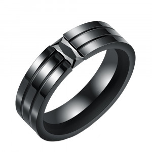 Inel Damă din Inox chirurgical 316L — Negru cu cristal