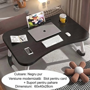 Masă pliabilă multifuncțională 60 x 40 x 28 cm, cu suport tabletă și pahar - Img 2