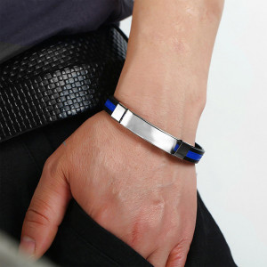 Men's stainless steel and silicone bracelet 4353 - Img 7