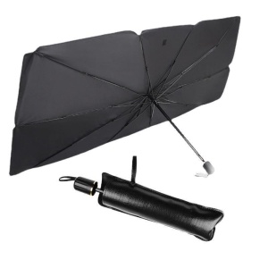 Parasolar auto tip umbrelă pliabil 130 x 80 cm, protecție UV, negru