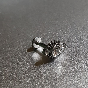 Piercing Damă din Inox chirurgical 316L — Argintiu cu cristal - Img 4