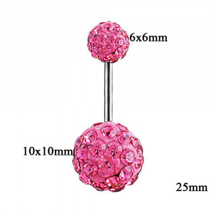 Piercing Damă din Inox chirurgical 316L — Roz cu stras - Img 2