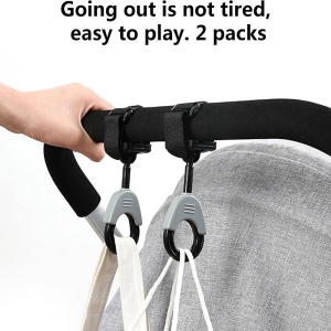 Set 2 cârlige pentru cărucior, plastic și velcro, sarcină maximă 2 kg - Img 2