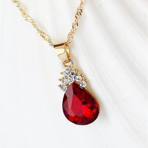 SIC MODA Red Crystal Necklace and Earrings Set 5123A - Img 4