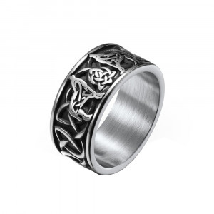Silver Titanium Ring, Celtic Knot and Wolves SIC MODA MODA 5091 - Img 1