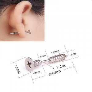 Cercei Bărbătesc din Inox chirurgical 316L — Argintiu - Img 2