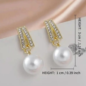 Cercei Damă din Aliaj metalic — Auriu cu cristal - Img 3