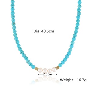 Colier Damă — Albastru cu perla - Img 2