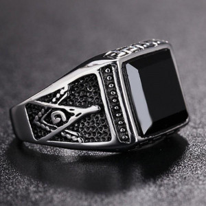 Inel Bărbătesc din Inox chirurgical 316L — Argintiu cu zircon - Img 3