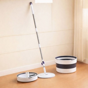 Mop rotativ cu găleată pliabilă, mâner telescopic 118-140 cm
