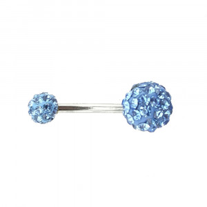 Piercing Damă din Inox chirurgical 316L — Albastru cu stras - Img 2