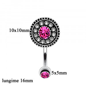 Piercing Damă din Inox chirurgical 316L — Argintiu cu cristal - Img 4