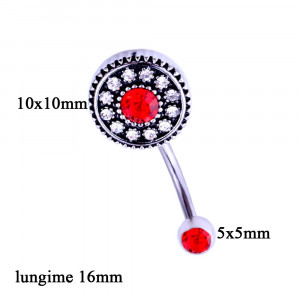 Piercing Damă din Inox chirurgical 316L — Argintiu cu cristal - Img 2