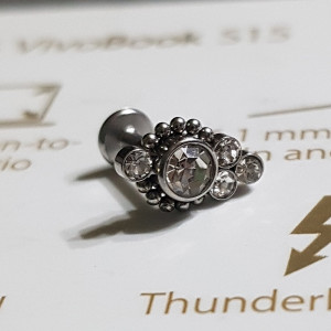 Piercing Damă din Inox chirurgical 316L — Argintiu cu cristal - Img 5