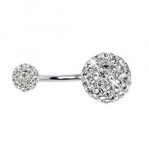 Piercing Damă din Inox chirurgical 316L — Argintiu cu stras - Img 2