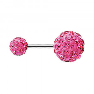Piercing Damă din Inox chirurgical 316L — Roz cu stras - Img 3
