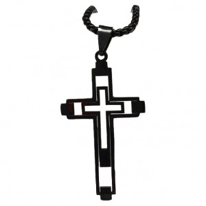Sic Moda 5443C Black Stainless Steel Cross Chain Sic Moda 5443C