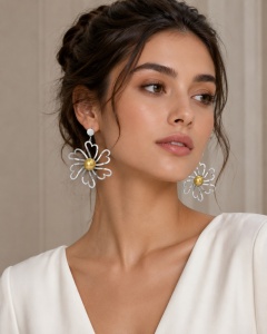 SIC MODA Titanium Flower Earrings SIC MODA 3906A