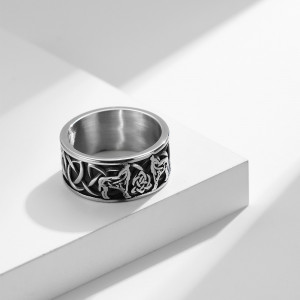 Silver Titanium Ring, Celtic Knot and Wolves SIC MODA MODA 5091 - Img 3