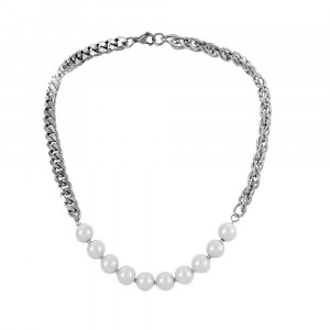 Titanium necklace with Sic Moda pearls 5367 - Img 1