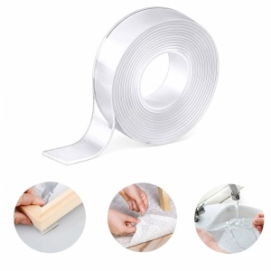 Bandă adezivă transparentă dublu-adezivă 3 m x 3 cm, reutilizabilă