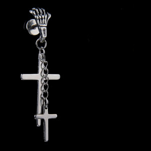 Cercei Bărbătesc din Inox chirurgical 316L — Argintiu - Img 2