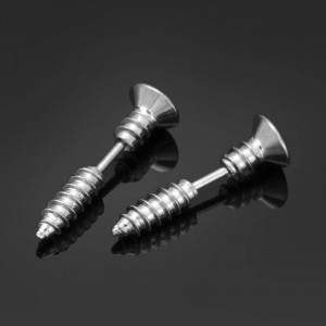 Cercei Bărbătesc din Inox chirurgical 316L — Argintiu - Img 3