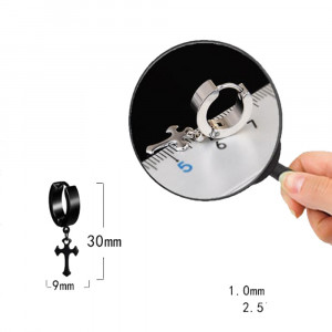 Cercei Bărbătesc din Inox chirurgical 316L — Negru - Img 2