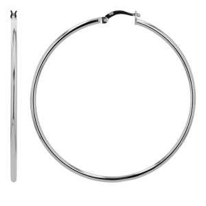 Cercei Creole din Argint 925 Placat cu Rodiu - Diametru 50mm