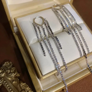 Cercei Damă din Aliaj metalic — Argintiu cu cristal - Img 6